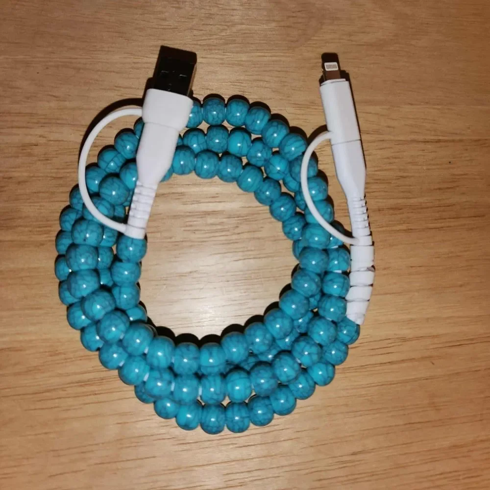 NEW! 2 in 1 USB Charging Cable - Beaded Assorted Colors - 3 Ft.